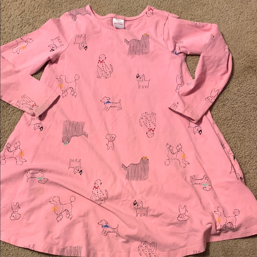 Hanna Andersson girls long sleeve dress Size 130 8 Pink Dogs